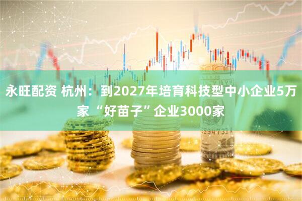 永旺配资 杭州：到2027年培育科技型中小企业5万家 “好苗子”企业3000家